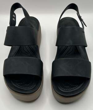 Crocs Brooklyn Low Wedge Platform Sandals Black Mushroom Women's Size 9